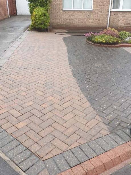 Driveway pressure washing